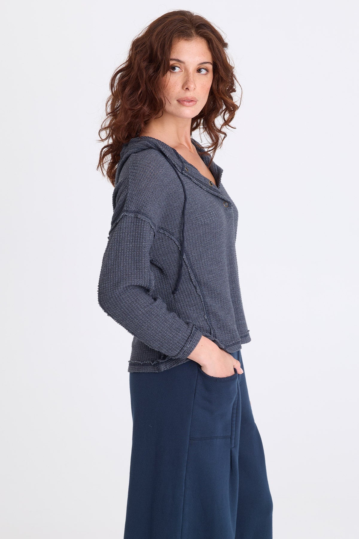 XCVI Panya Thermal Henley Hood Top 