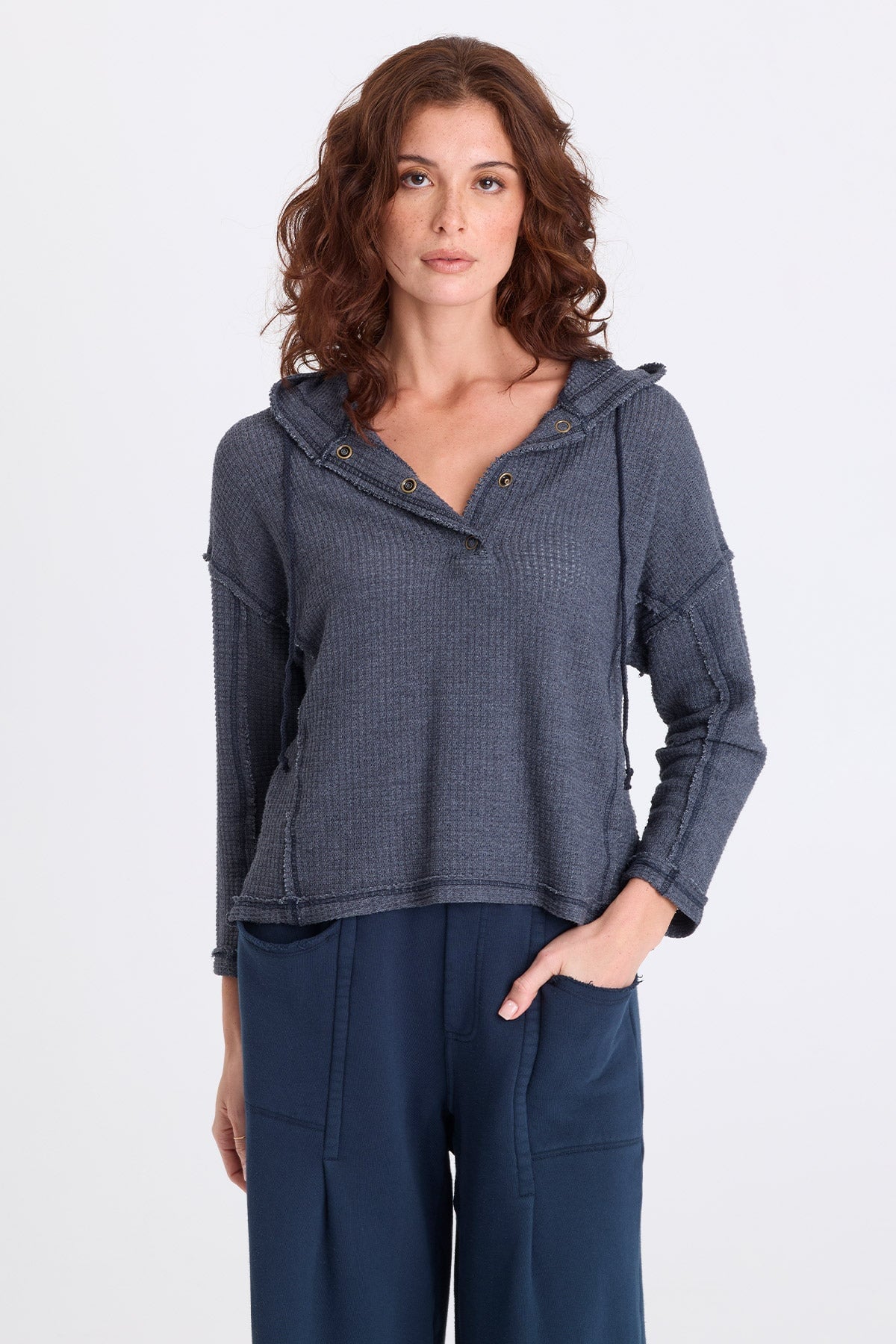 XCVI Panya Thermal Henley Hood Top 