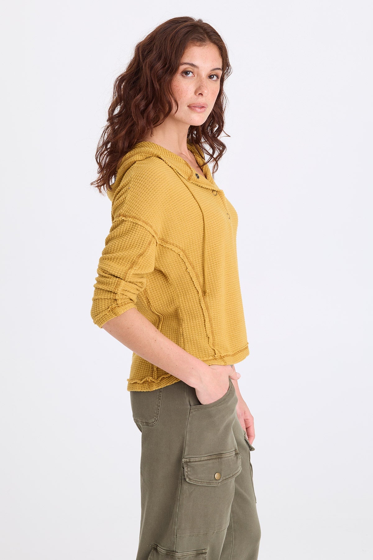 XCVI Panya Thermal Henley Hood Top 