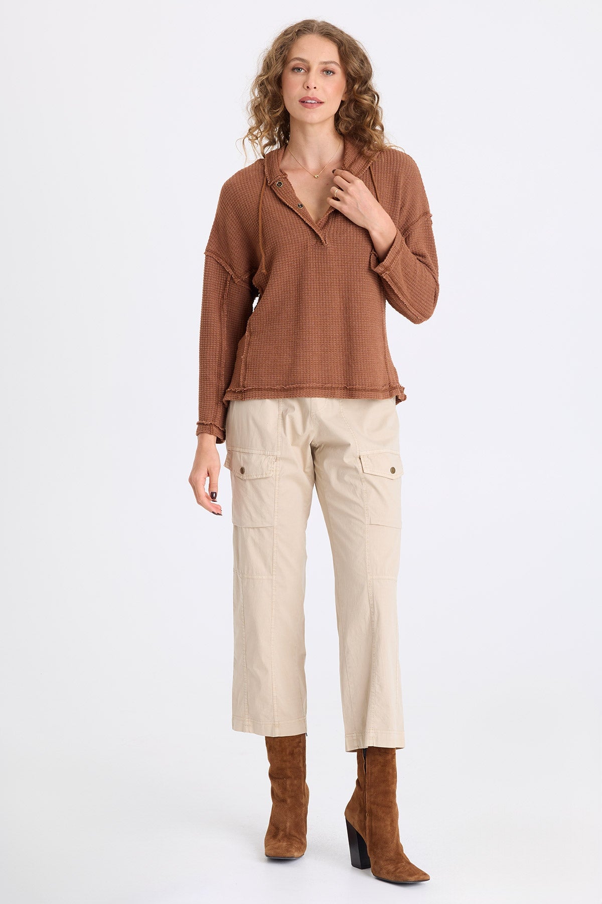 XCVI Panya Thermal Henley Hood Top 