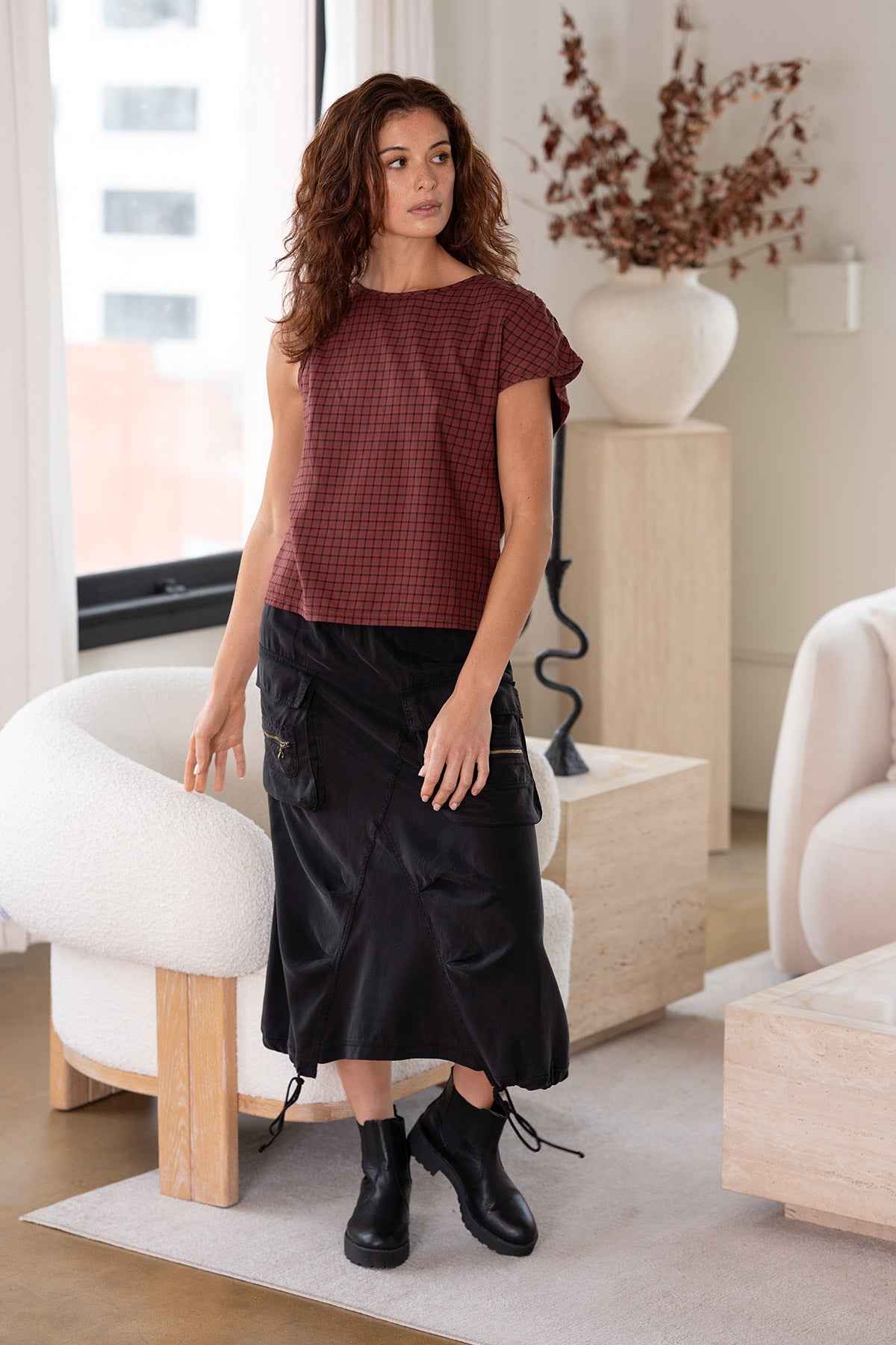 Cyran Twill Cinch Hem Skirt