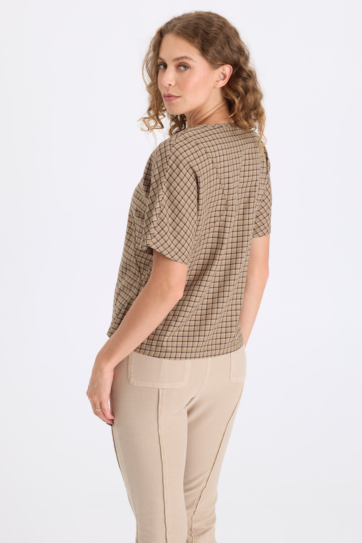 XCVI Bashir Plaid V-Neck Top 