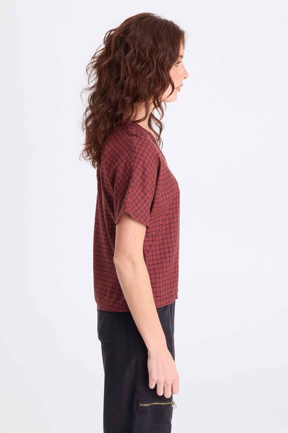 XCVI Bashir Plaid V-Neck Top 