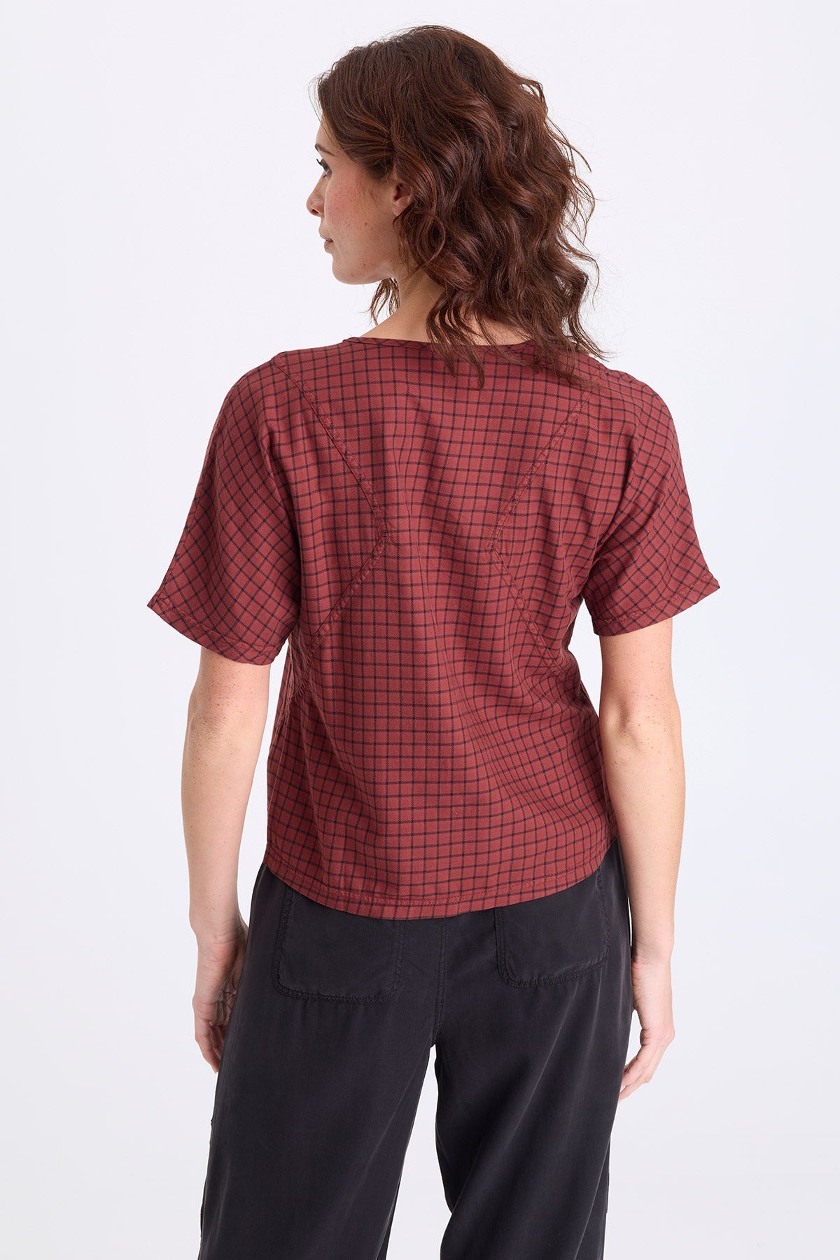 XCVI Bashir Plaid V-Neck Top 