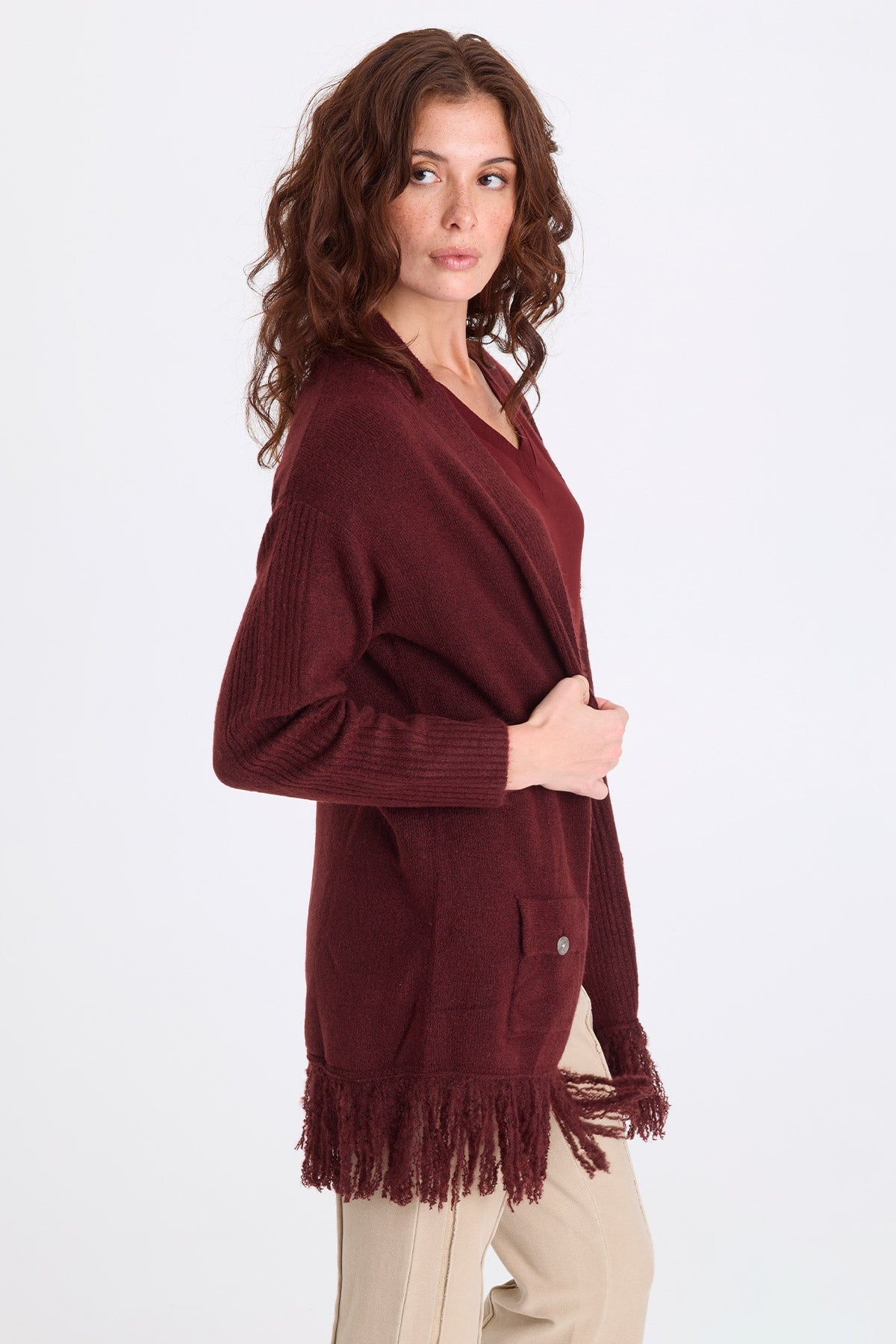 XCVI Bakari Sweater-Knit Fringe Cardigan 