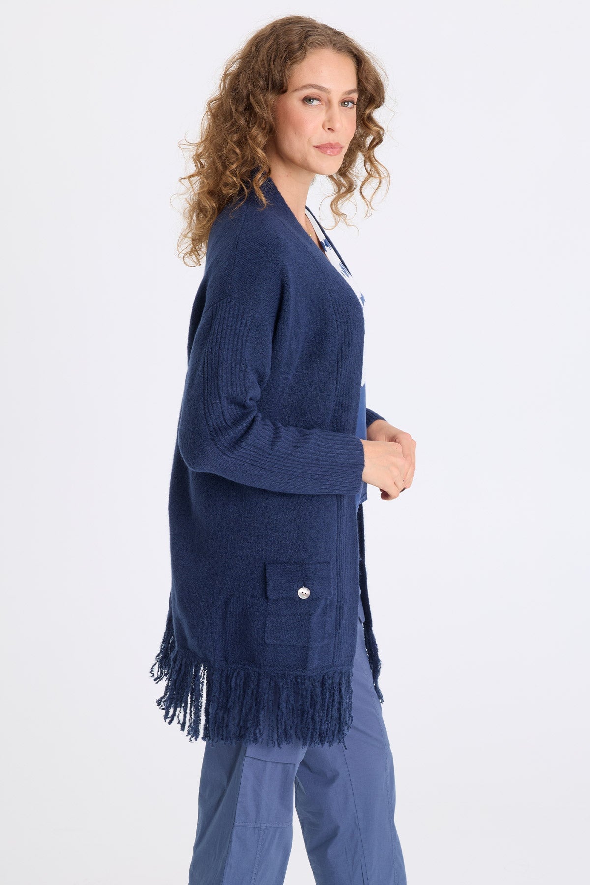 XCVI Bakari Sweater-Knit Fringe Cardigan 