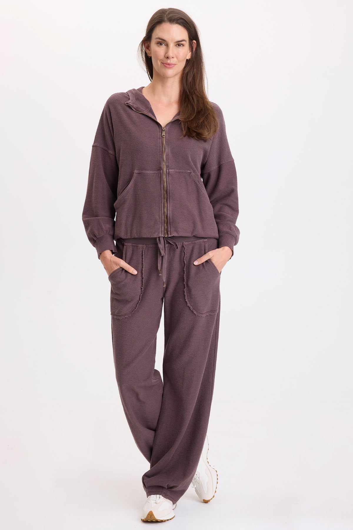 Wearables Baylen Crepe-Knit Zip-Up Hoodie 