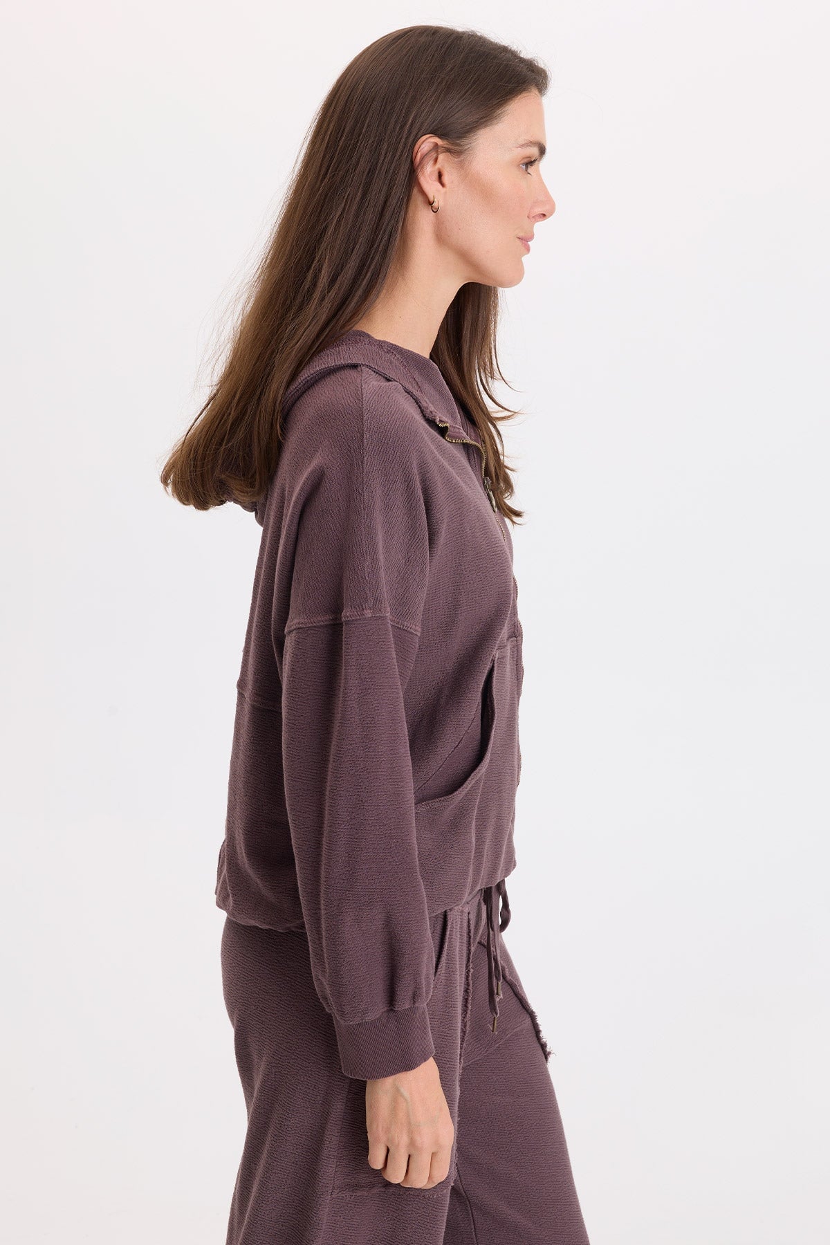Wearables Baylen Crepe-Knit Zip-Up Hoodie 