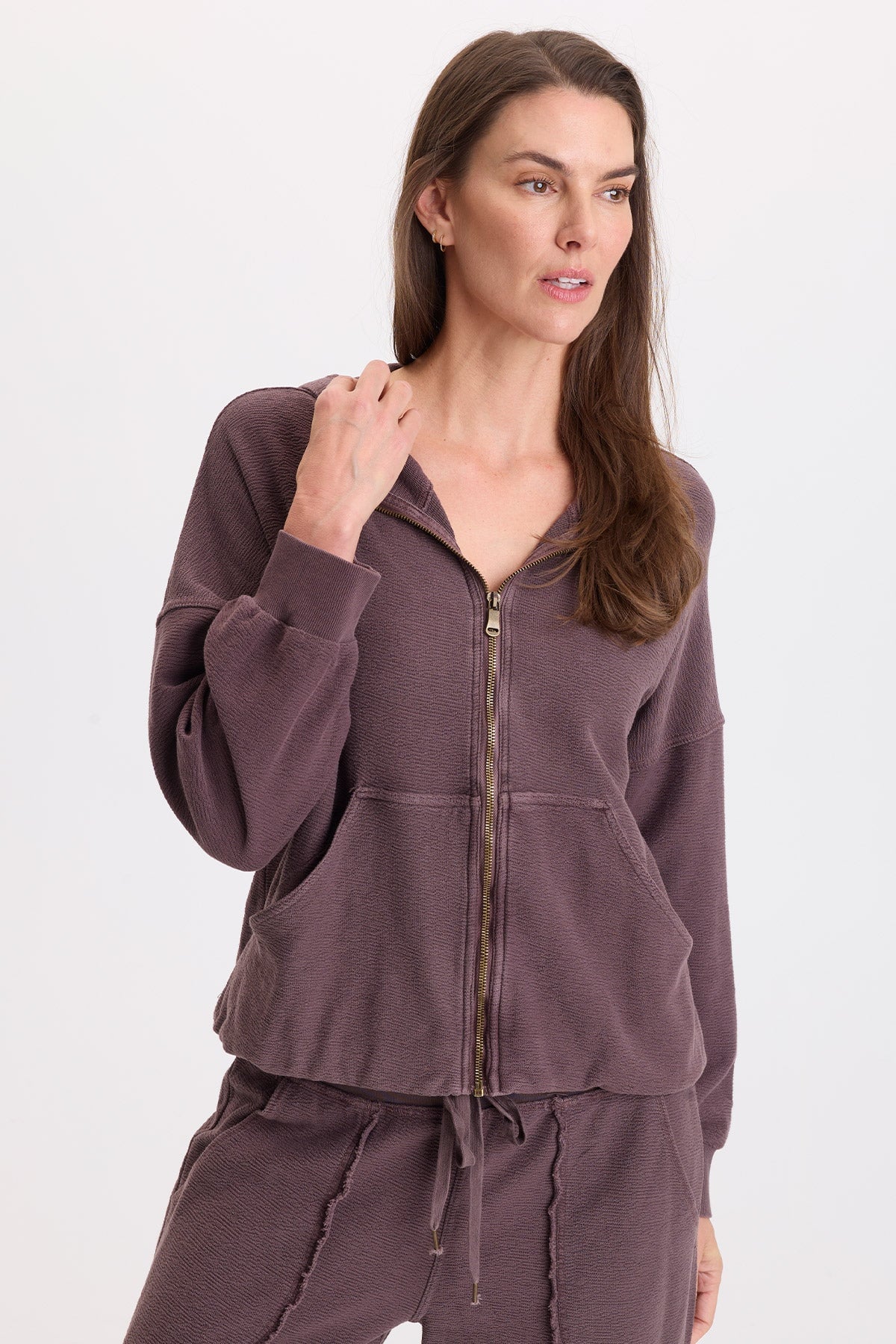 Wearables Baylen Crepe-Knit Zip-Up Hoodie 