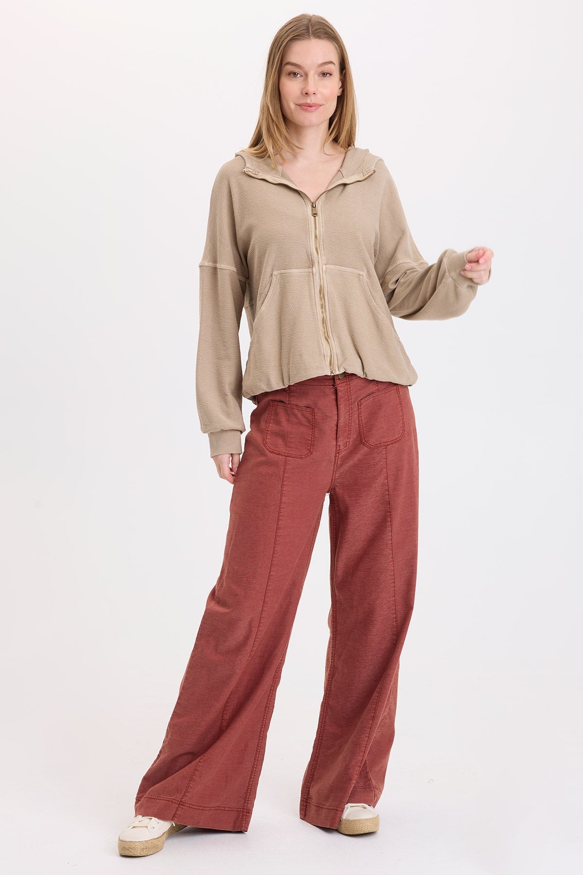 Wearables Baylen Crepe-Knit Zip-Up Hoodie 