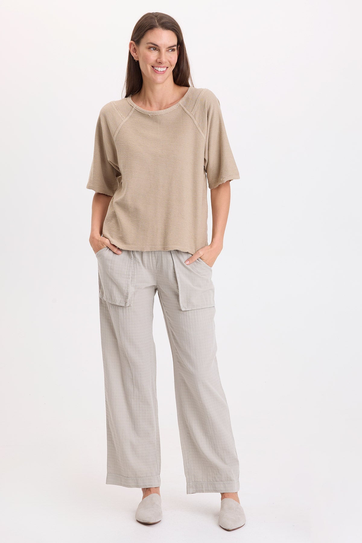 Wearables Analie Crepe-Knit Short Sleeve Top 