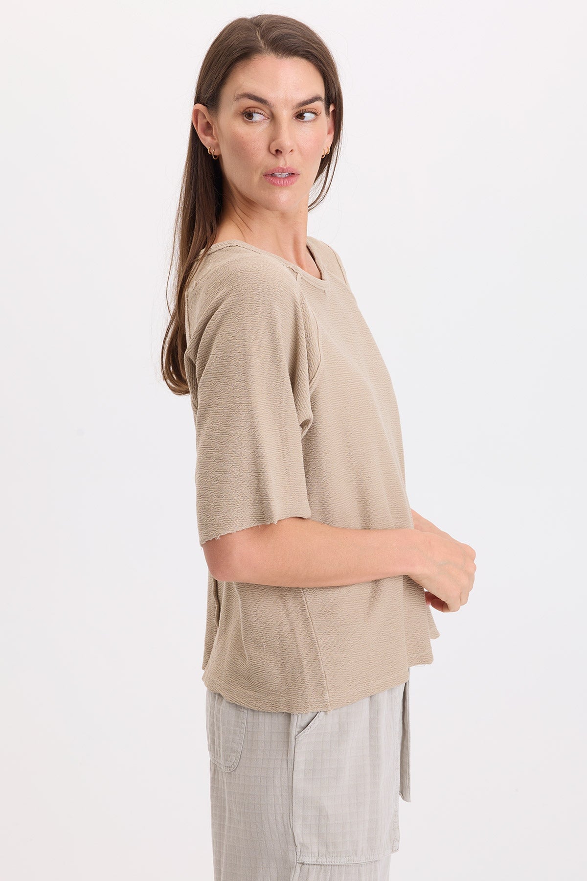 Wearables Analie Crepe-Knit Short Sleeve Top 