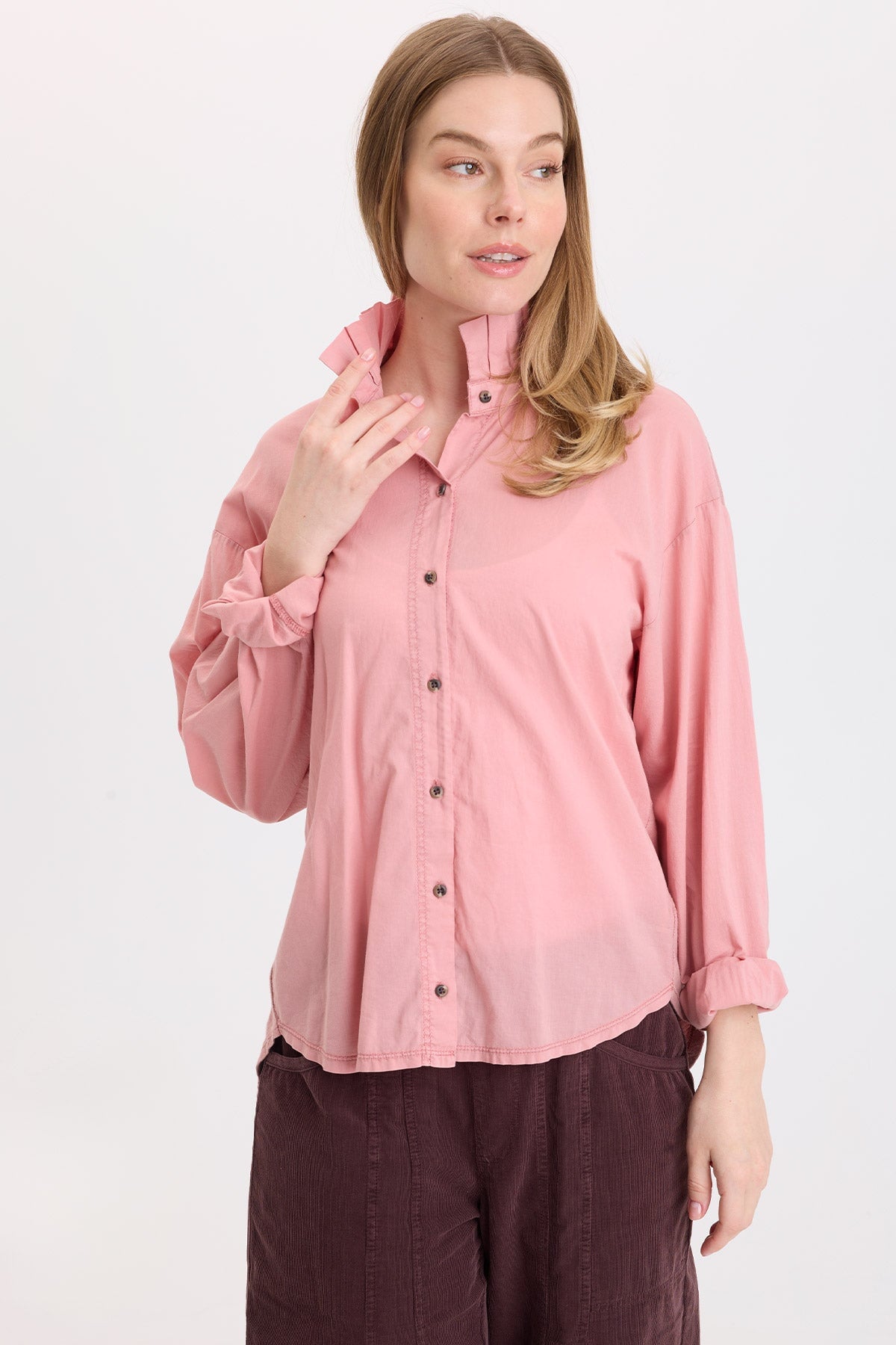Wearables Lohan Voile Ruffle Neck Top 