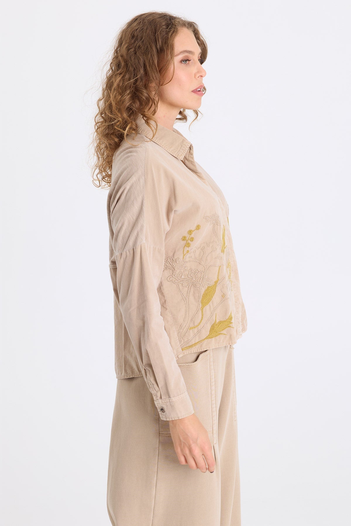 XCVI Kyle Embroidered Corduroy Button-Up 