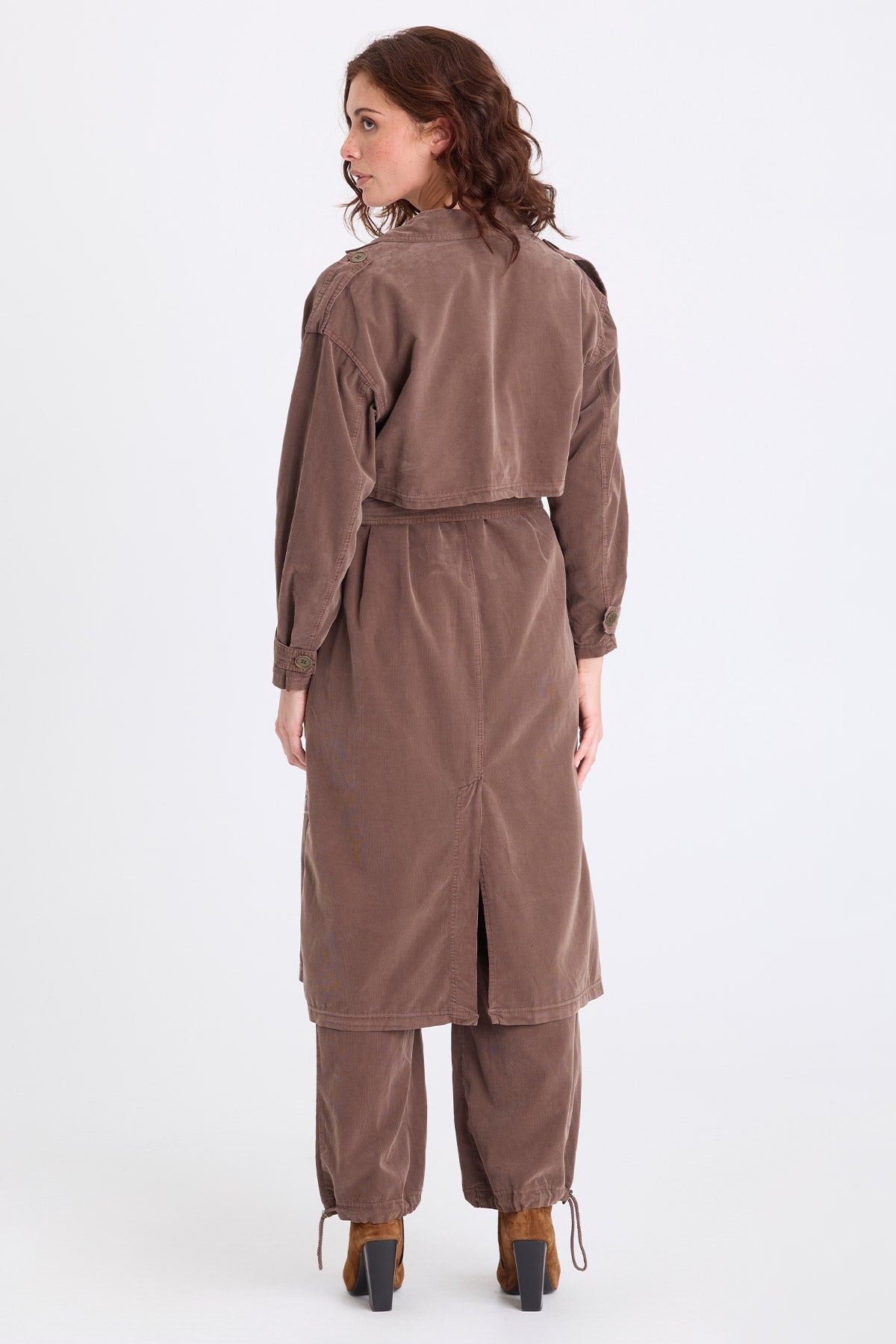 XCVI Harun Embroidered Corduroy Belted Trench 