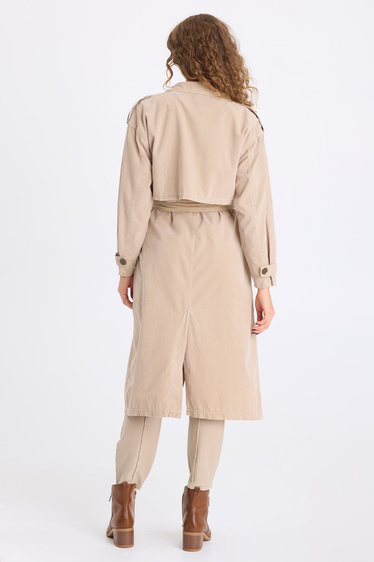 XCVI Harun Embroidered Corduroy Belted Trench 