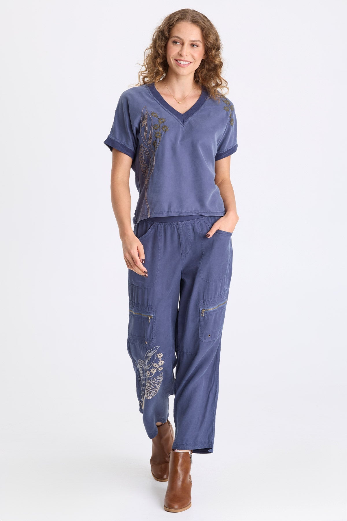 XCVI Odran Embroidered Twill Cargo Pant 