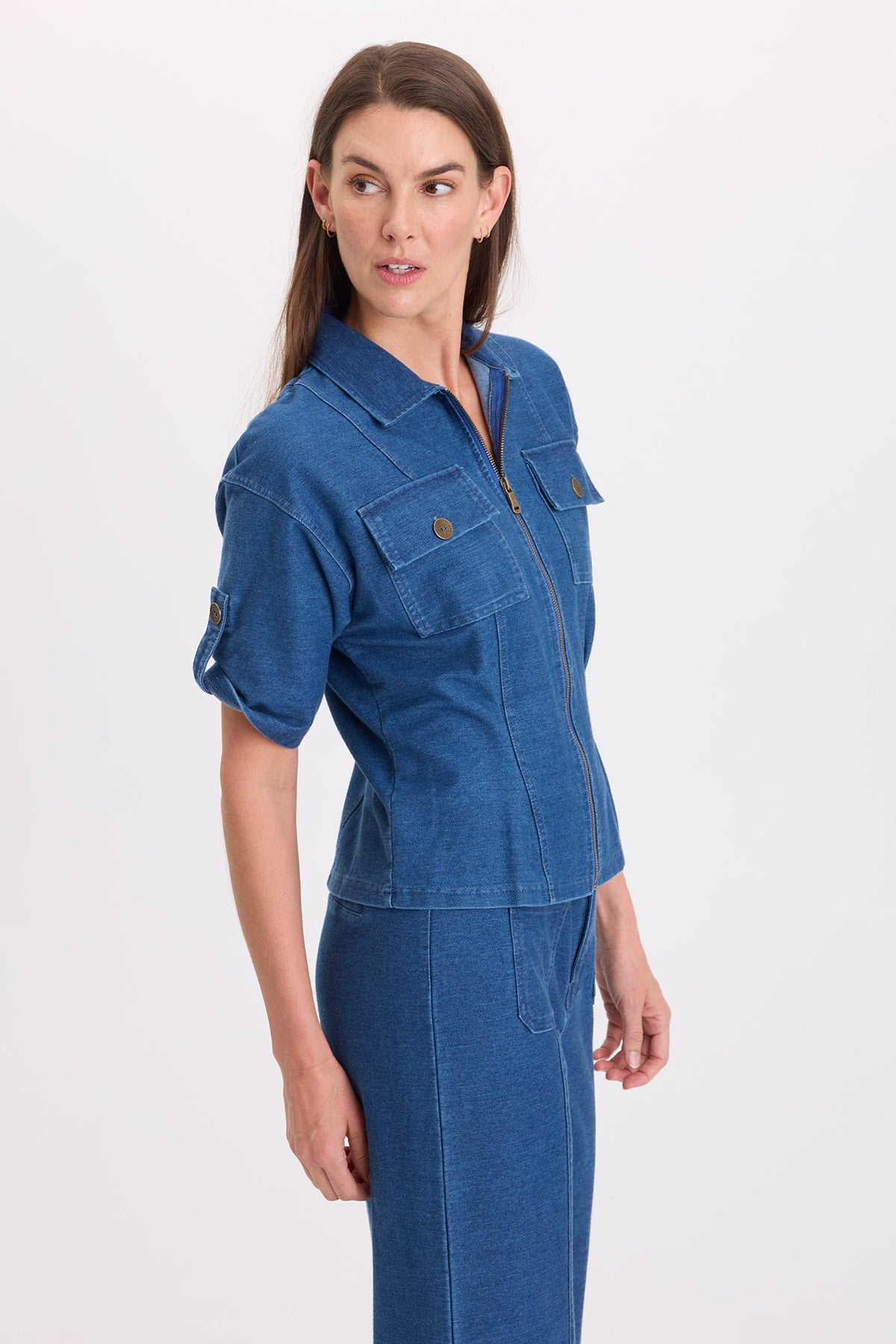 Tammen Indigo Twill Short Sleeve Shacket