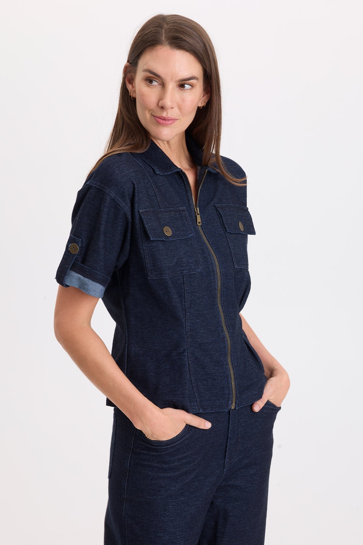 Wearables Tammen Indigo Twill Short Sleeve Shacket 