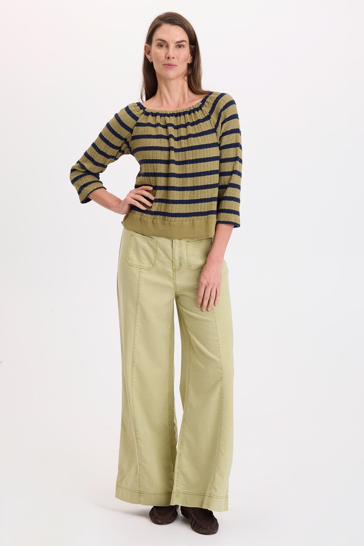 Wearables Kelvis Elastic Neck Stripe Top 