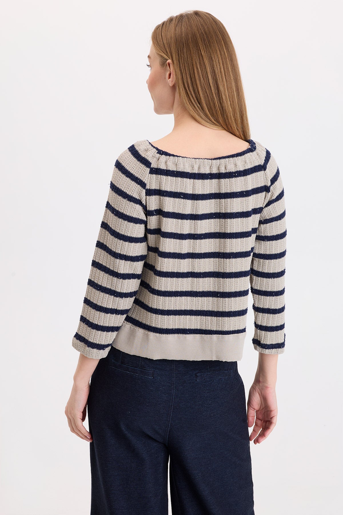 Wearables Kelvis Elastic Neck Stripe Top 