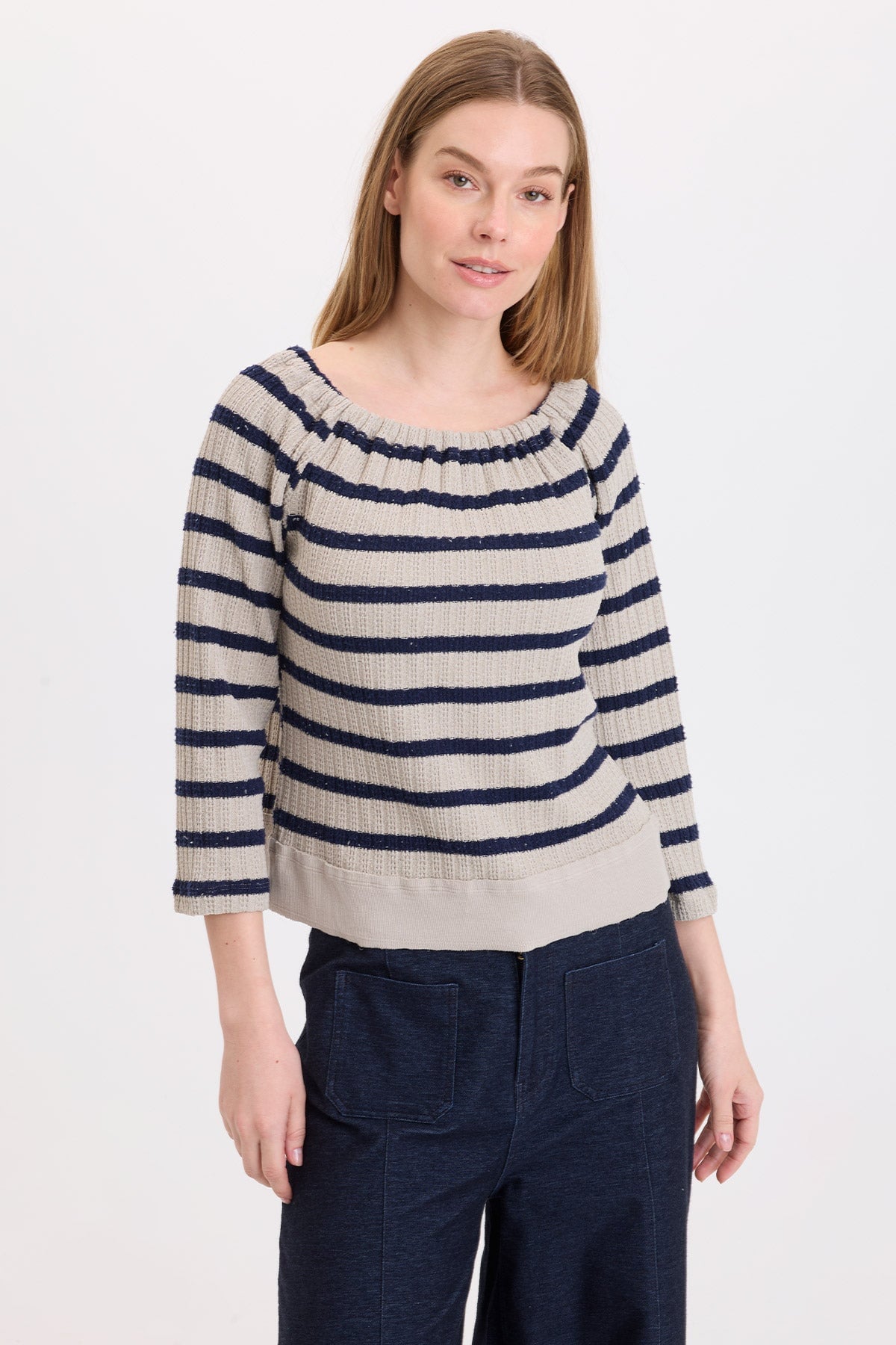 Wearables Kelvis Elastic Neck Stripe Top 