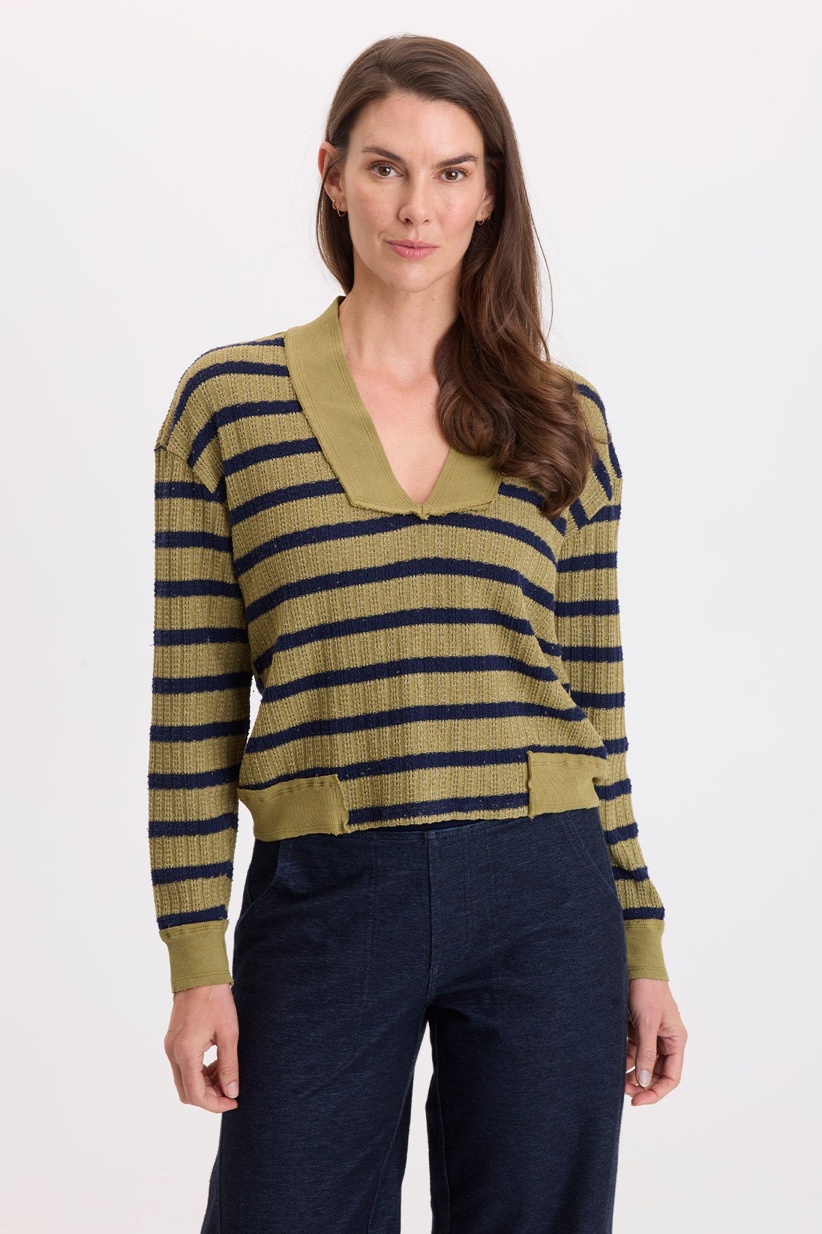 Fonz Stripe V-Neck Top