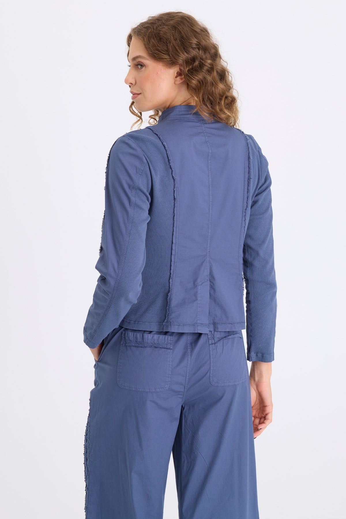 XCVI Mousa Poplin Grid Pintuck Blazer 