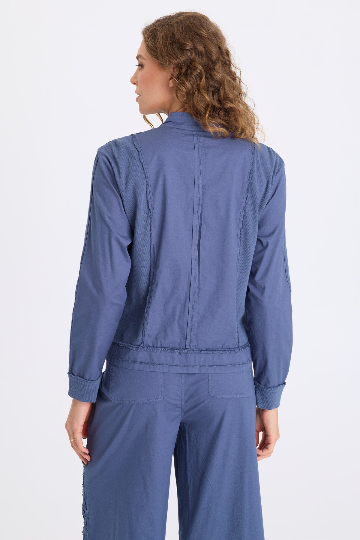 XCVI Freyda Poplin Grid Pintuck Bomber 