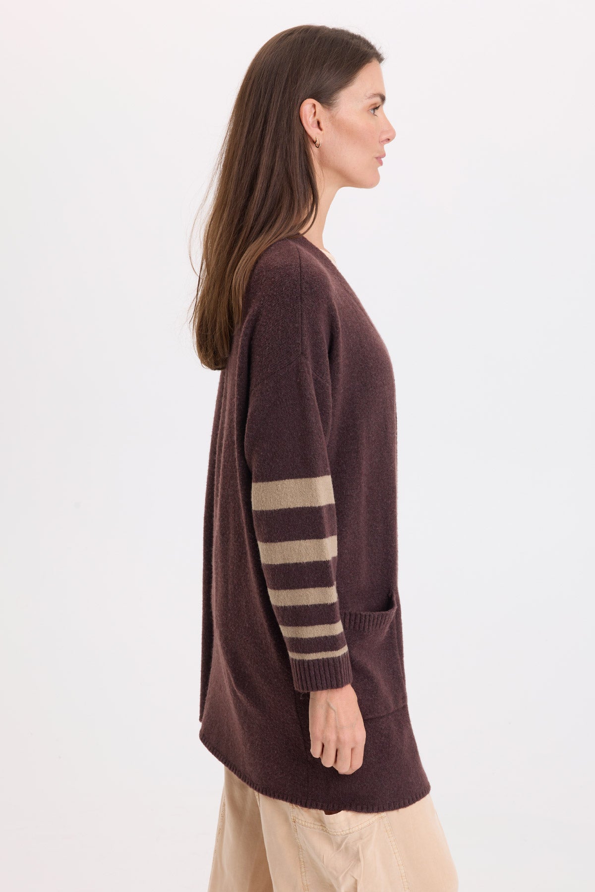 Ayla Striped Sleeves Cardigan