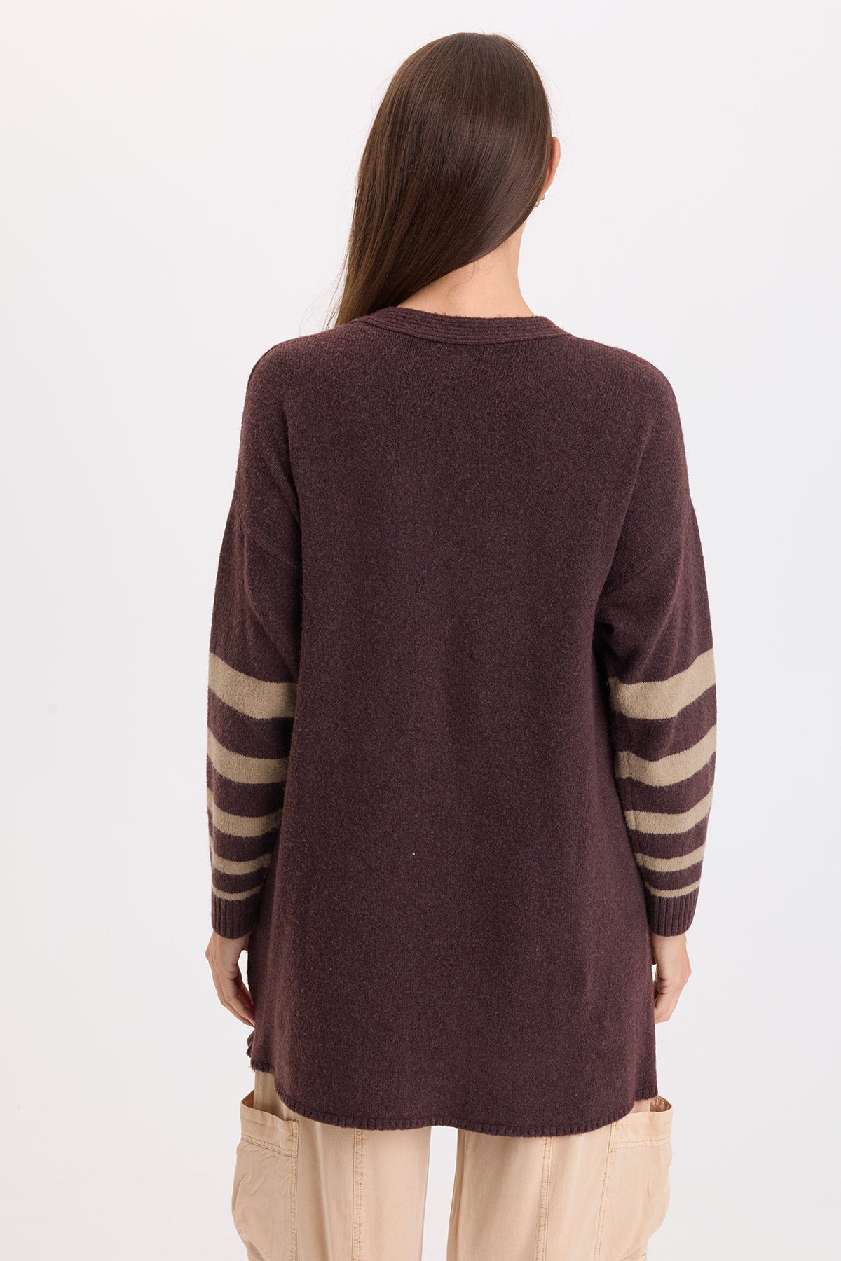 Ayla Striped Sleeves Cardigan