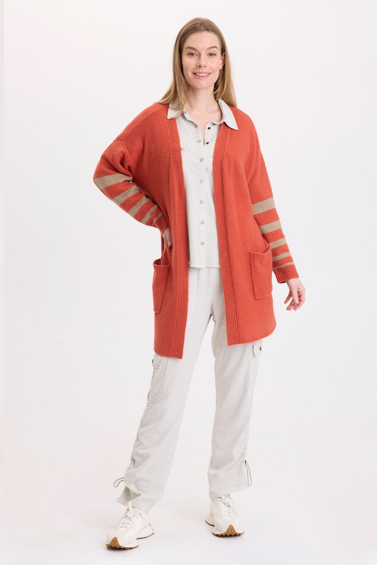 Wearables Ayla Striped Sleeves Cardigan 