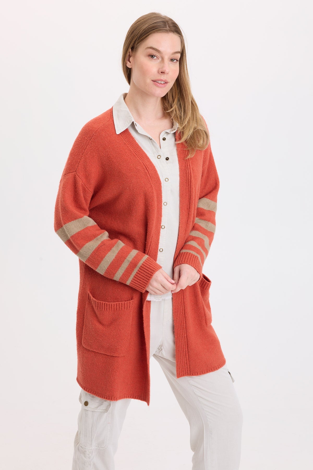 Wearables Ayla Striped Sleeves Cardigan 