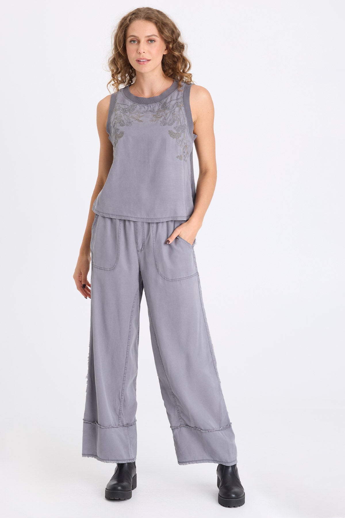XCVI Katrine Embroidered Twill Tank 