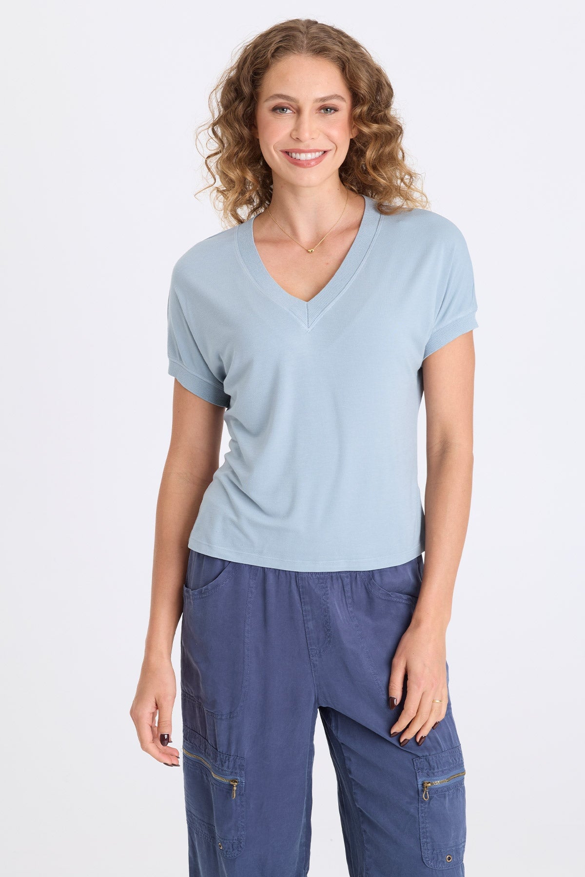 XCVI Sergius Jersey V-Neck Tee 