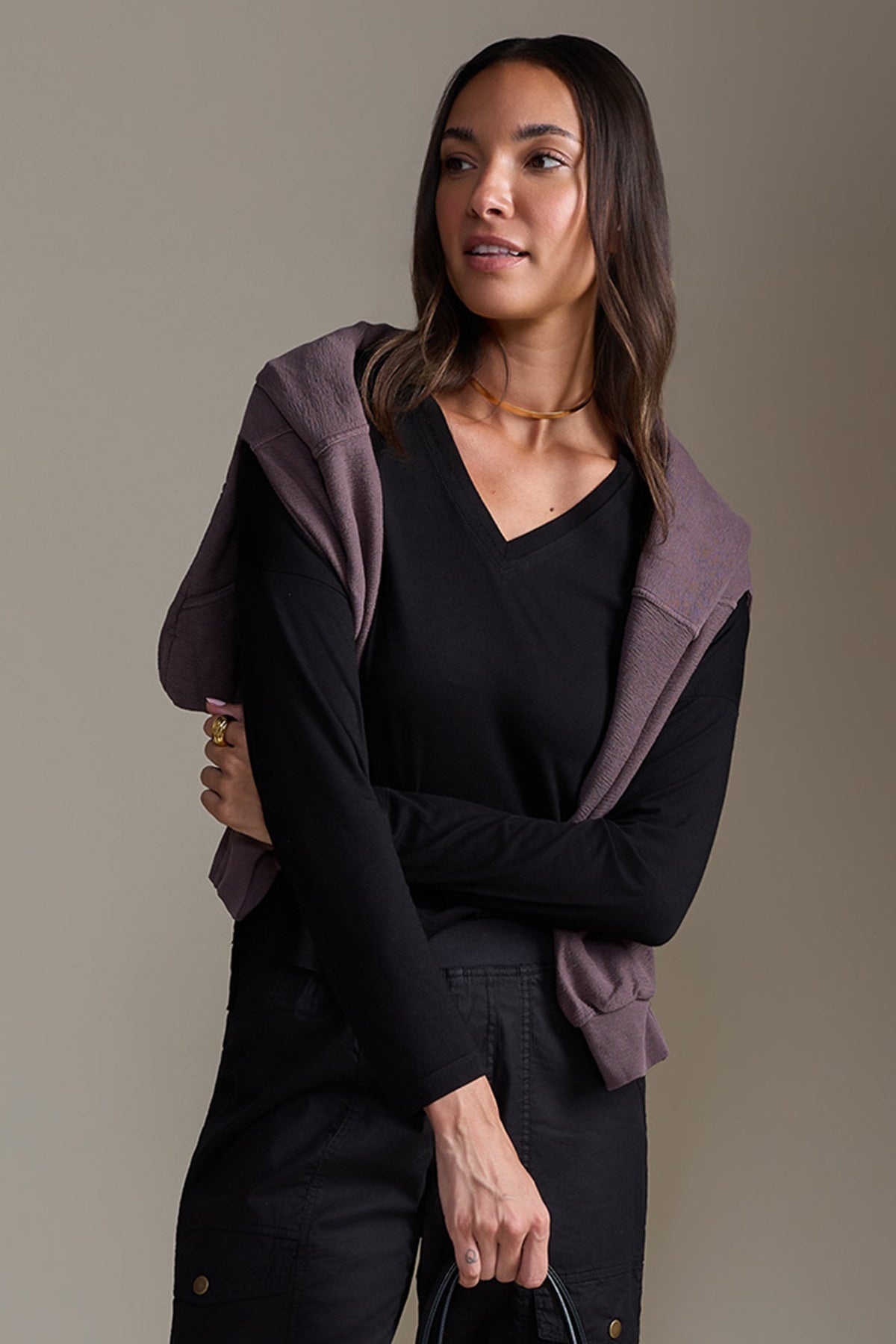 XCVI Noor Jersey V-Neck Long Sleeve Top 