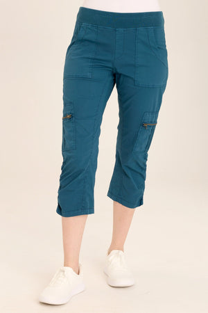 (取寄) XCVI レディース ナディア クロップ XCVI women Nadia Crop Abyss Wearables Nadia Pull-On Slim Cargo Crop in Stretch Poplin with