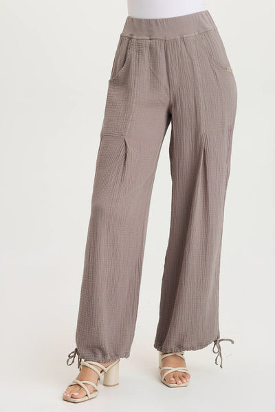 XCVI Lenka Wide-Leg Breathable Cinched Gauze Pant