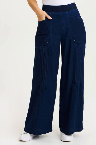 XCVI Ralston Mock-Denim Wide-Leg Flowy Pant