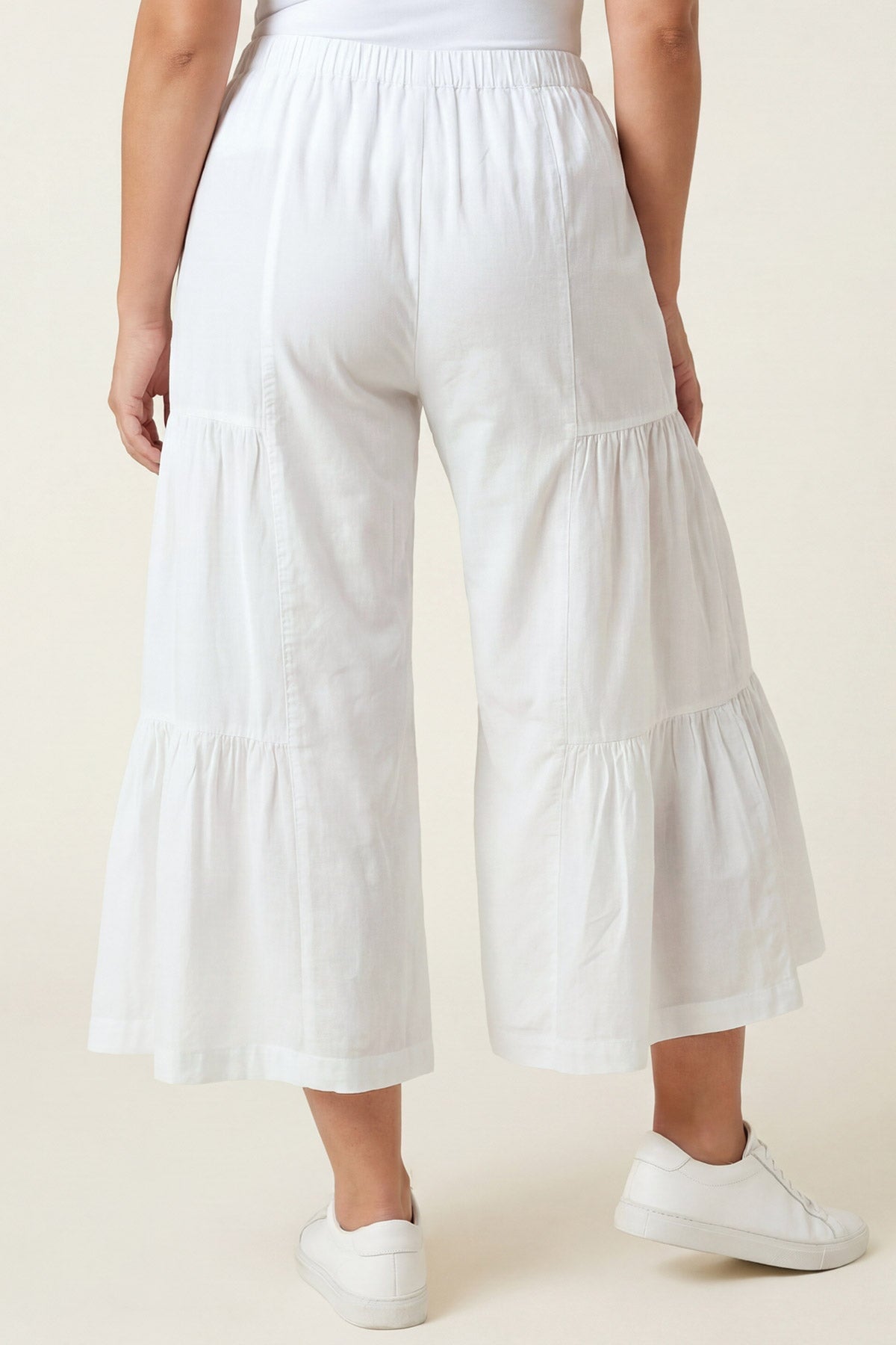 Wearables Linen Tiered Wide Leg Palazzo Pant