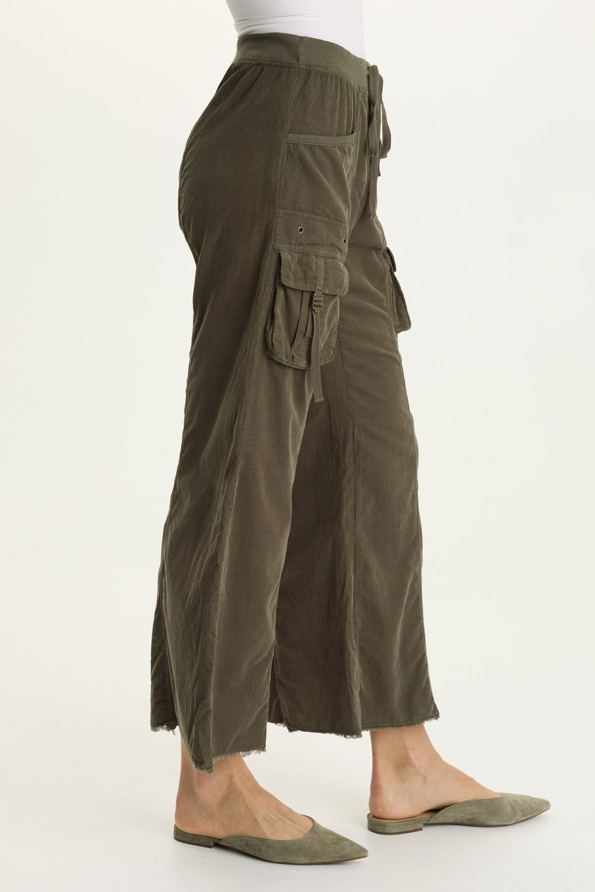 XCVI Heta Corduroy Wide-Leg Drawstring Cargo Pant 