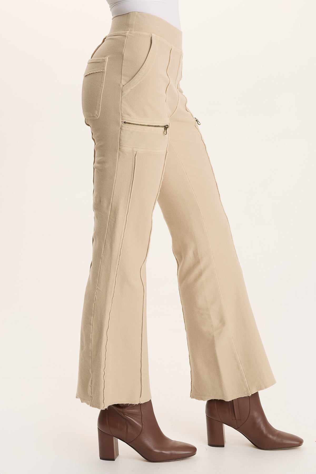 XCVI Ninian Twill Knit Zipper Pocket Flared Pant 