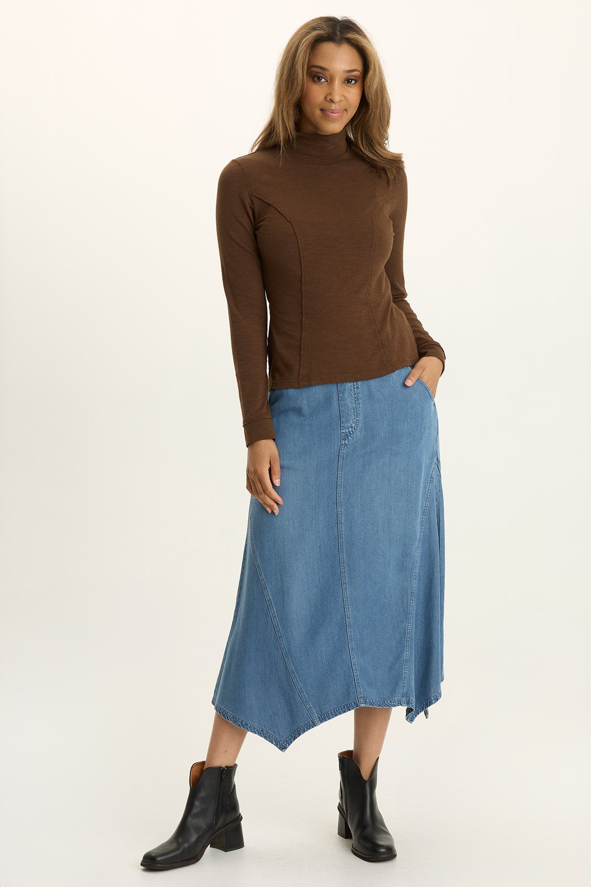 Wearables Kari Jersey Mock-Neck Peplum Top 