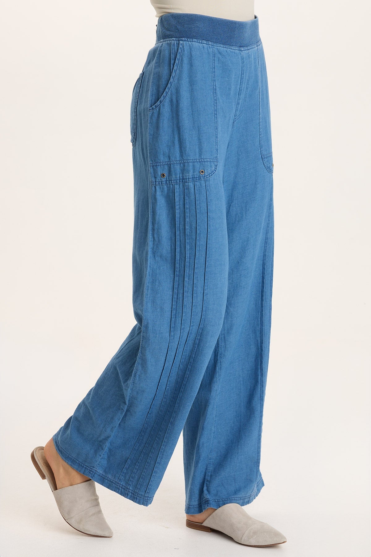 XCVI Arvid Mock Denim Pull-On Wide Leg Pant 