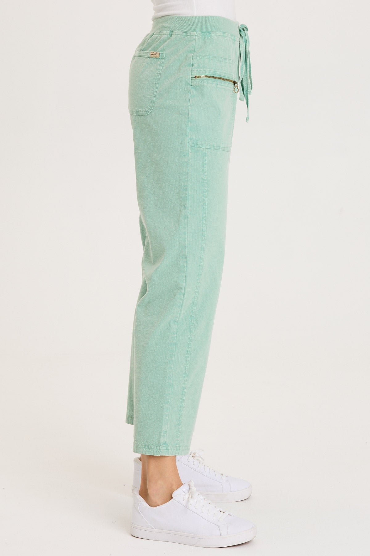 XCVI Darrow Flared Leg Pant with Zipper Pockets and Drawstring Waist