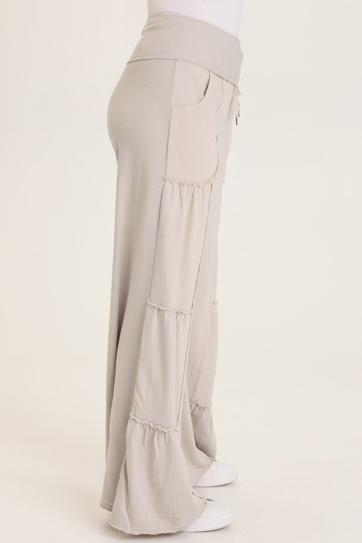 Wearables Carola Side-Tiered Wide-Leg Fleece Pant with Drawstring