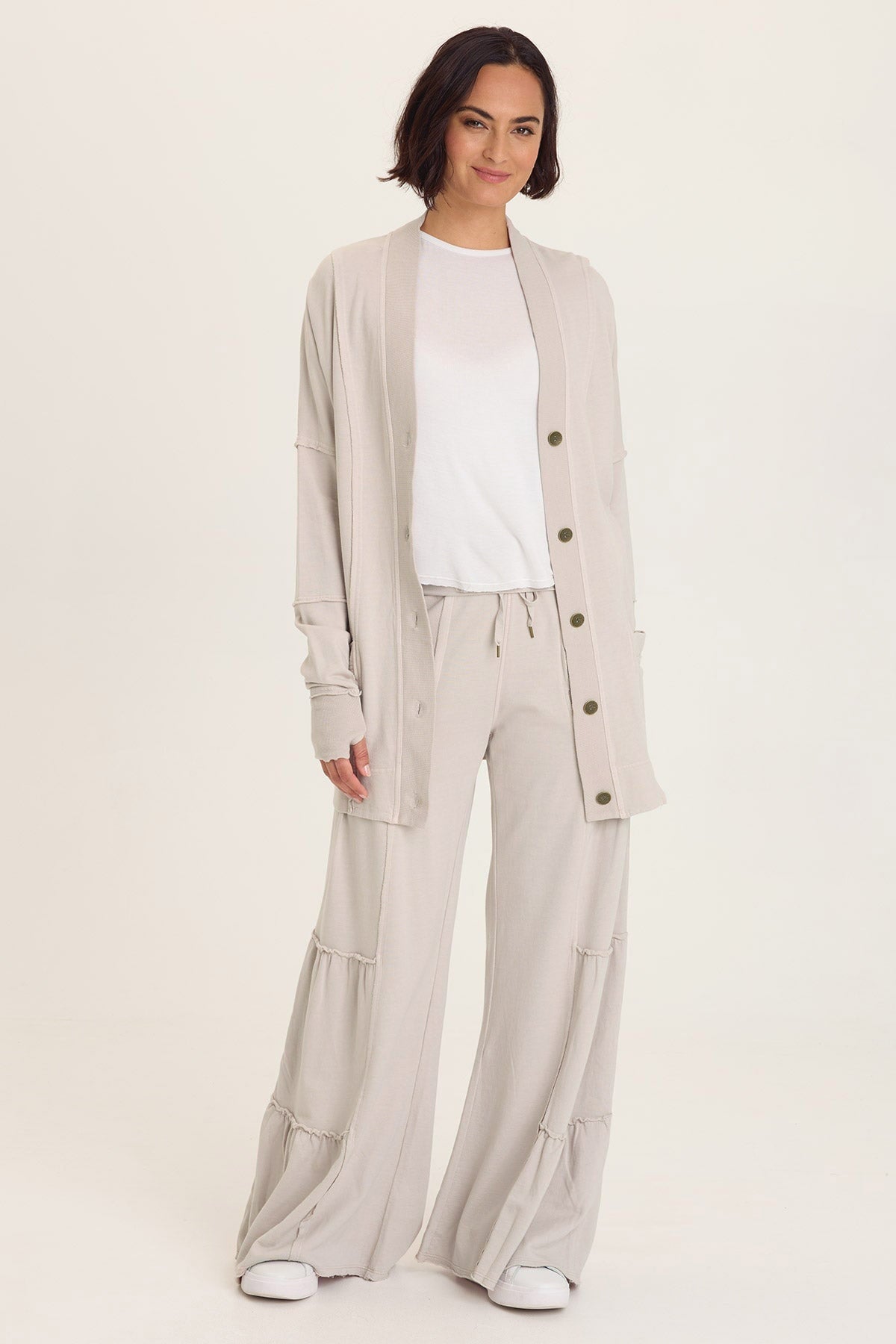 Wearables Trude Long Sleeves with Thumbholes Button-Up Cardigan