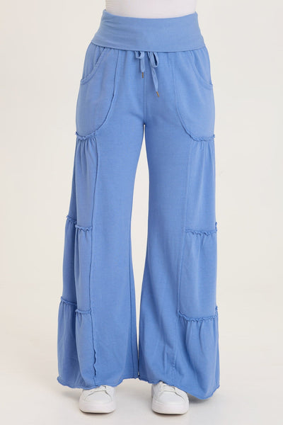 Wearables Carola Side-Tiered Wide-Leg Fleece Pant with Drawstring