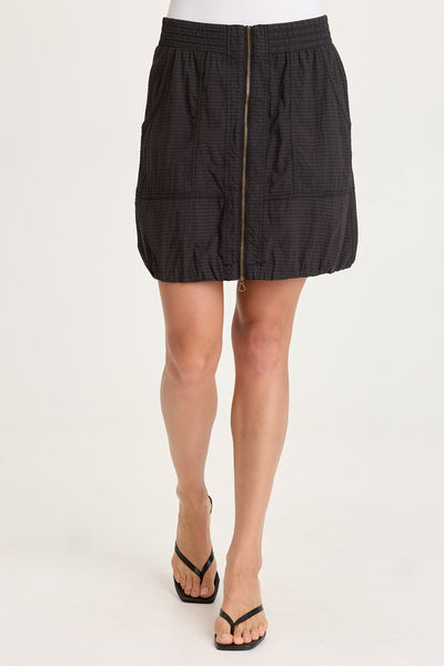 XCVI Corwyn Textured Stretch Sporty Zip-Front Bubble Hem Mini Skirt