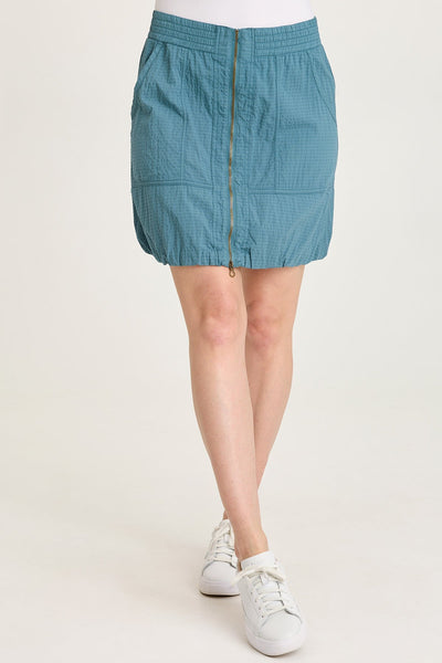 XCVI Corwyn Textured Stretch Sporty Zip-Front Bubble Hem Mini Skirt